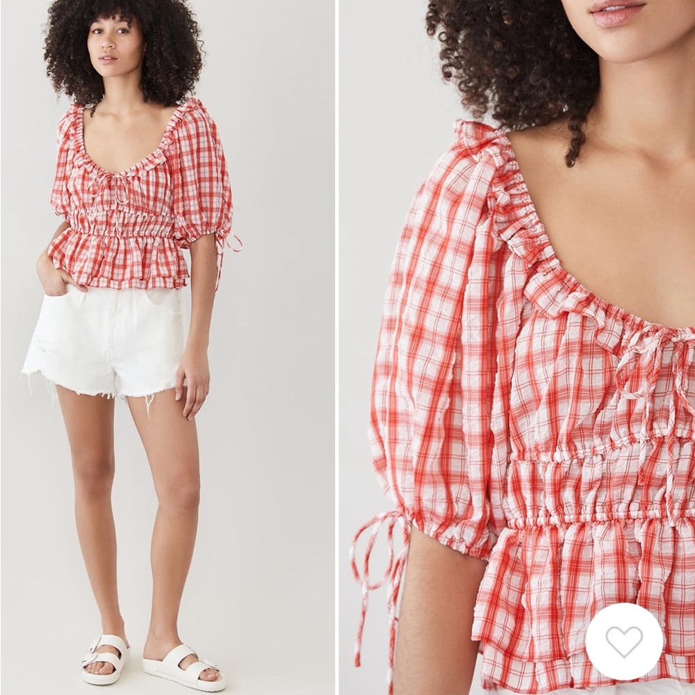 NWT En Saison plaid Top size S
